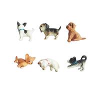 Mini Animal Figure People Pet Dog Cat Figures Dollhouse Pretend Play Figures Family Role Play for 1:12 1:6 Scale Doll House Office Home Desk Decoration (5 Mini Plastic Dogs and 1 cat)