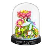 Mini Animals Flower Building Set - 568 Pcs Animals and Flower Building Blocks with Transparent Cover, Flower Garden Block Den Building Kit, Building Blocks for Home Decoration (Dragonfly)