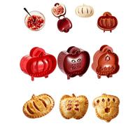 Mini Apple Pie Molds, 9 Pcs Holiday Mini Pie Mold, Hand Pie Press Mold Maker for Baking, Party Potluck Hand Pie Molds, Pumpkin Cookie Cutters, for Festivals and Parties (3pcs-A)