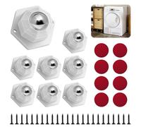Mini Appliance Rollers Set, 8 Pcs 360° Rotating Caster Wheels, Furniture Universal Wheel With 24 Pcs Screws, White Universal Steel Ball Roller, Self-adhesive Swivel Wheels For Small Appliances
