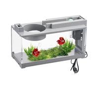 Mini Aquarium - Glass Table Aquarium | Modern Quiet Mini Aquarium with Air Pump, Ideal for Turtles, Reptiles, Shrimp, Crab, Moss, Algae, Small Cora