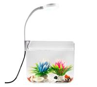 Mini Aquarium - with Clip Lights, Transparent Non-Slip Base | Betta Aquarium, Desktop Aquarium for Home, Bedroom, Living Room, Apartment, Beginners, Adults, Children, Fish Keeping and B