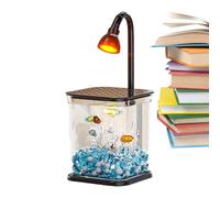 Mini Aquatic Vessel - Clear Fish Habitat, Compact Glow Lamp Aquarium, Elegant Tabletop Display, Portable Pet Water Container | Office Garden Patio for Tiny Freshwater Creatures Betta Guppy Koi