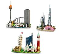 Mini Architecture Building Blocks Set, 3 Famous World Architecture Skyline Building Kit, Dubai, Australia, Italian Includes Burj Al Arab, Sydney Opera House, Leaning Tower of Pisa, 1684 PCS