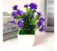 Mini Artificial Blossom Bonsai Plastic Flower Potted Plant Ornament for Indoor Decoration Home Office Desk Table Centerpiece Living Room Bedroom Wedding Party(Purple)