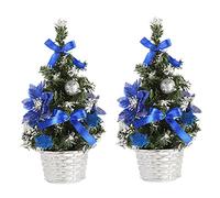 Mini Artificial Christmas Tree, Table Decoration, Mini Christmas Tree, Artificial Small Christmas Tree, Table Decoration, Desk Decoration, Pack of 2, Blue