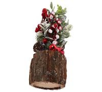 Mini Artificial Christmas Tree Tabletop Decoration with Rustic Bark Base