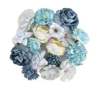 Mini Artificial Flowers, Pack of 20 Artificial Flower Heads, Small Decorative Artificial Flower Heads for Crafts, Roses Daisy Peonies Flower Heads for DIY Home, Wedding, Party Decoration (Blue)