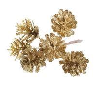 Mini Artificial Pine Cones On Wire x 6 Christmas Wreath Craft (Gold)