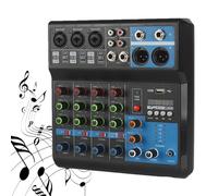 Mini Audio 5 Channel Mixer, Professional Sound Board Console System, Monitoring Output, Computer Recording, Connecting Computer Act As Sound Card, with Bluetooth USB, for Recording Party KTV Stage