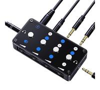 Mini Audio Mixer 3-Channel Line Sub-Mixer, Stereo/Mono Portable Audio Mixer with Zero Latency & Ultra-Low Noise (L/C/R Panning, USB) incl. 3.5mm Cable & 6.35mm Jack for PC, Streaming, Podcast