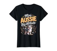 Mini Aussie Big Attitude Australian Shepherd Dog Value Graphic T-Shirt, Women, Black, M