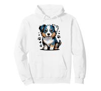 Mini Aussie Mom Retro Groovy Style Dog Identity Badge Pullover Hoodie