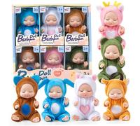 Mini Baby Dolls, 6PCS 4.3 Inch Tiny Baby Doll, Posable Realistic Doll with Animal Clothes, Cute Small for Toddlers Girls Kids 3+, Birthday Gifts Small Dolls