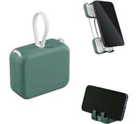 Mini Back Clip Power Bank, Folding Portable Back Clip Power Bank with Phone Holder, Handbag Back Clip Power Bank, Mini Fast Charger,Cute Portable Charger,Power Bank Built In Cable (Green)