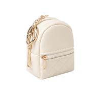 Mini Backpack Cute Cosmetic Bag for Women, Creative Cute Pendant Keychain Key-chains Keyrings PU Leather Makeup Bag Key Pocket Lipstick Bag Card Holder Data Cable Organizer Zipper Pouch, Beige, Mini