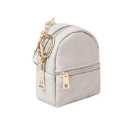 Mini Backpack Cute Cosmetic Bag for Women, Creative Cute Pendant Keychain Key-chains Keyrings PU Leather Makeup Bag Key Pocket Lipstick Bag Card Holder Data Cable Organizer Zipper Pouch, Light grey,