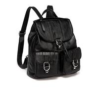 Mini Backpack for Women, Vaschy PU Leather Backpack Purse Fashion Ladies Rucksack Drawstring Backpack School Bag for Teen Girls (Mini-Black)(Size: One Size)