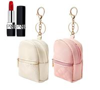 Mini Backpack Keychain - 2-Piece PU Leather Pouch, Small Charm Bag, Tiny Cosmetic Earbud Holder, Organizing Efficiently, Fashion Accessories, Pastel Colors for Women Girls School Use