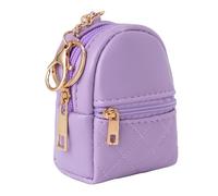 Mini Backpack Keychain Bag Cute Cosmetic Bag for Women PU Leather Makeup Bag Key Pocket Lipstick Bag Card Holder Data Cable Organizer Zipper Pouch (Purple)