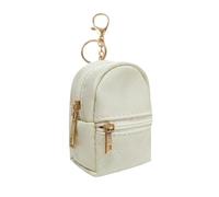 Mini Backpack Keychain Mini Wallet Key Chain Pendant Portable Storage PU Leather Coin Purse with Zipper for Women Key Card Lipstick Headset Organizer Cute Cosmetic Bag Makeup Bag Key Pocket (Beige)