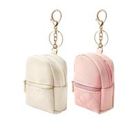 Mini Backpack Keychains - 2 Pieces PU Leather for Keys | Cute Small Backpack Keychain Charm | Lipstick For Women And Girls Earphone Cosmetics On The Go