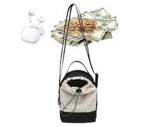 Mini Bag - Compact Phone Handbag with Drawstring - Lightweight Carry Organizer - Unisex Accessory | for Commuting Home to Work, Casual Travel, Cream Colored, Se référer au descriptif