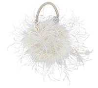 Mini Bag Fashion Furry Romantic Party Concern Dinner Wedding Bride Fluffy Feather Women Handbag(Beige)