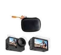 Mini Bag for DJI osmo action6/6 pro,Action Camera Small Storage Bag Carrying Case with/Without Tempered Glass Screen Protector (Storage Bag+1set Tempered Glass Screen Protector)