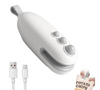 Mini Bag Sealer, 2 in 1 USB Rechargeable Handheld Heat Sealer and Cutter, Portable Bag Resealer with Magnetic for Plastic Bags, Food Storage, Snacks Freshness, Ivory White