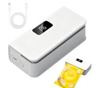 Mini Bag Sealer, Portable Rechargeable Heat Sealer Machine for Food Storage | 2-in-1 Handheld Vacuum Sealer and Cutter with Magnetic Base, Resealer for Snack Plastic Mylar Bags, White
