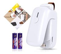 Mini Bag Sealer, ROMSTO Handheld Heat Vacuum Sealer, 2 in 1 Heat Sealer and Cutter with Lanyard, Portable Bag Resealer Machine for Plastic Bags Food Storage Snacks Freshness (2xAA Batteries Included)