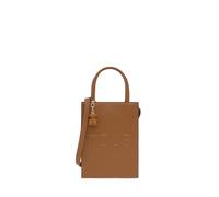 Mini bag with magnetic button closure and double handle.