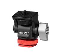 Mini Ball Head, Andoer Camera Monitor Mount Mini Ball Head with Cold Shoe Adapter for LED Video Light Monitor