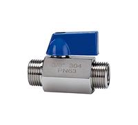 Mini ball valve, stainless steel 1.4401, AG/AG, operating temperature -20 °C to 120 °C, G 3/8, DN 7, PN max. 63 bar
