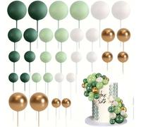Mini Balloon Cake Topper, 64pcs Happy Birthday Cake Decoration Set Wedding Cake Decoration for Anniversary Graduation Birthday Party Baby Shower (Green)