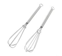 Mini Balloon Wire Whisk Set 2 Pieces Stainless Steel Kitchen Utensils for Mixing Beating Stirring Cooking Baking Blending Whisking Small Hand Held Metal Whisks Tools Set 180mm