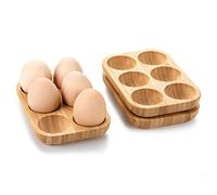 Mini Bamboo 18 Egg Holes Tray Set, 3 small Racks ,Premium Rustic Wooden Egg Holder For Deviled Egg ,Usable in Kitchen Refrigerator, or Countertop for Display or Storage | Set of 3