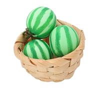 Mini Bamboo Basket Model, 3Pcs Simulation Watermelon Toys, 1:12 Doll House Accessories, for Traditional Doll House, Living Ambience