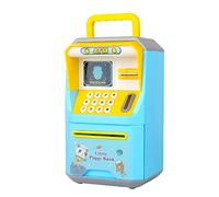 Mini Bank ATM Machine Simulation Face Recognition ATM Machine Money Storage Bank Educational Toys Simulate Face Setting, Fast And Interesting (Sky Blue)