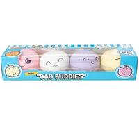 Mini Bao Buddies, Kawaii Squeeze Toys with Cute Facial Expressions, Assorted Colours, 4 Pack Set, Stress Relief Collection (Pink, White, Purple & Yellow)
