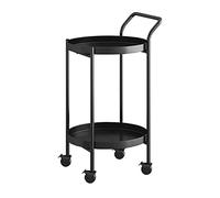 Mini Bar Cart - 2-Tier Round Slim Rolling Drinks Cart with Wheels and Rotating Corner Shelf - Stylish Beverage Storage and Serving Rack for Home & Parties