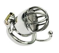 Mini Basket Male Stainless Steel Cock Cage Chastity Device Locking with Ball Separation Rod Curved Base Ring Bondage S038 (Base Ring 50mm/1.97")