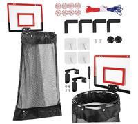 Mini Basketball Hoop Indoor, Dual Function over the Door Laundry Hamper Hanging Hamper for Bedroom, Bathroom, Dorm, No Drill Installation, Red, Mini Basketball Hoop Indoor, Over the Door
