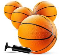 Mini Basketballs - (18 cm, Size 3) Pack of 4 - Mini Hoop Set with Air Pump | Perfect for indoor, outdoor, and pool parties with small hoops basketball games, party favors, prizes, and kids' fun play