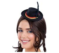 Smiffys Mini Bavarian Trenker Hat, Black with Hair Clips, Party Paperware Fancy Dress, Adult Dress Up Hats