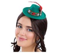 Smiffys Mini Bavarian Trenker Hat, Green with Hair Clips, Party Paperware Fancy Dress, Adult Dress Up Hats