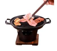 Mini BBQ Charcoal Grill, Japanese BBQ Grill Tabletop Yakiniku Grill Portable Grill Korean Barbecue Grill NonStick Japanese Hibachi Grill Portable Charcoal Stove(02), Baking Tray Diameter 20cm