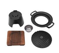 Mini BBQ Grill Set, Portable Tabletop Charcoal Grill for Travel, Picnics & Camping, Food - Grade Die - Cast Aluminium Yakiniku Grill with Insulated Wood Mat, for 1-2 People