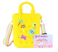 Mini Beach Bag with Strap - Soft Silicone Tote, Birthday Gift Idea for Girls, Summer Picnic or Holiday Use, Yellow